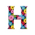 Colorful floral letter h standing on a white background isolated on white background Royalty Free Stock Photo