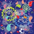 Colorful floral paisley seamless pattern. Bright vector ornament Royalty Free Stock Photo