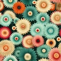 Colorful floral pattern with impasto texture and realistic color schemes (tiled)