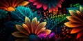 A colorful floral patterned background with a psychedelic twist. Generative AI