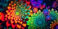 A colorful floral patterned background with a psychedelic twist. Generative AI