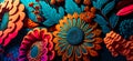 A colorful floral patterned background with a psychedelic twist. Generative AI