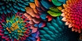 A colorful floral patterned background with a psychedelic twist. Generative AI