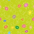 Colorful floral seamless pattern green background