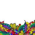 Colorful floral spring doodle border