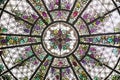 Colorful Floral Stained Glass Window Looking Up Royalty Free Stock Photo