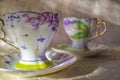 Colorful floral tea cups Royalty Free Stock Photo