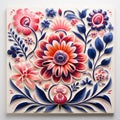 Colorful Floral Tile Design With Polish Folklore Motifs