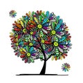 Colorful floral tree for your design Royalty Free Stock Photo