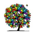 Colorful floral tree for your design Royalty Free Stock Photo