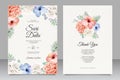 Colorful floral wedding invitation card design