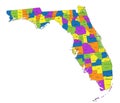 Colorful Florida political map with clearly labeled, separated layers.