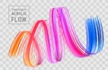 Colorful flow poster transparent brush stroke wave