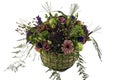 Colorful flower arrangement in iron basket Royalty Free Stock Photo