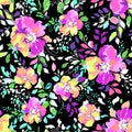 Colorful flower blooms - seamless background Royalty Free Stock Photo