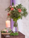 Colorful flower bouquet arrangement centerpiece in vase Royalty Free Stock Photo