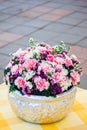 Colorful flower bouquet arrangement in round shape of carnation Royalty Free Stock Photo