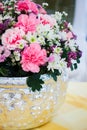 Colorful flower bouquet arrangement in round shape of carnation Royalty Free Stock Photo