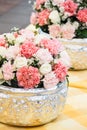 Colorful flower bouquet arrangement in round shape of carnation Royalty Free Stock Photo