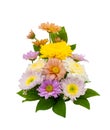 Colorful flower bouquet arrangement in vase isolated on white ba Royalty Free Stock Photo