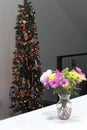 Colorful Flower Bouquet and Christmas Tree Royalty Free Stock Photo
