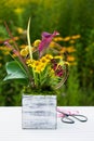 Colorful flower bouquet with a purple calla blossom Royalty Free Stock Photo