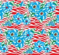 Colorful flower bunch outline ornamental pattern design