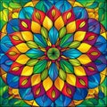 Colorful Flower Design Stained Glass Window Royalty Free Stock Photo