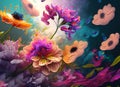 Beautiful underwater flowers - Generative AI