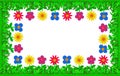 colorful flower and glass boder background made from plasticine on white