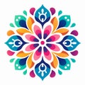 Colorful Flower Logo: Abstract Art Inspired By Religious Symbolism And Mayan Architecture