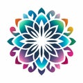 Colorful Flower Logo: Illusory Gradient, Spiritual Symbolism, Stencil Art