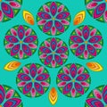 Colorful Flower Mandalas background. Vintage decorative elements. Oriental pattern, vector illustration Royalty Free Stock Photo