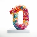 Colorful Flower Number Ninety Paper Sculpture