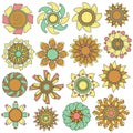 Colorful flower ornament collection Royalty Free Stock Photo