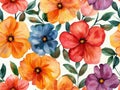 A colorful flower pattern featuring a delightful array of blooms against a light background Seamless Texture