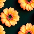 Colorful flower pattern, seamless, tileable, orange Daisy