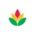 Colorful flower plant simple geometric logo Royalty Free Stock Photo