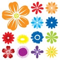 Colorful Flower Set. Spring Flowers Collection. Floral Clipart Illustration. Big set of beautiful colorful flowers Royalty Free Stock Photo