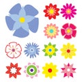 Colorful Flower Set. Spring Flowers Collection. Floral Clipart Illustration. Big set of beautiful colorful flowers Royalty Free Stock Photo