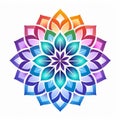 Colorful Flower Symbol On White Background: Monochromatic Graphic Design