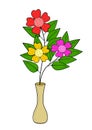 Colorful Flower and Vase Illustration Vector Royalty Free Stock Photo