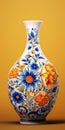 Colorful Flower Vase: Realistic Rendering With Polish Folklore Motifs