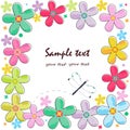 Colorful flowers border greeting card vector Royalty Free Stock Photo