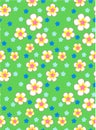 Colorful flowers cartoon seamless vector pattern