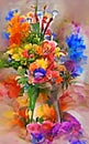 Colorful Flowers - Digital Art - Water Color Style