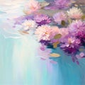 Colorful flowers float gracefully in a serene and tranquil pool of water by Generative AI