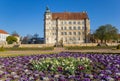 Colorful flowers in the garden of castle Gustrow