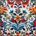 colorful flowers with leaves, relief design,