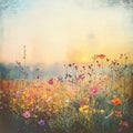 Colorful flowers on the meadow. Grunge background. Royalty Free Stock Photo
